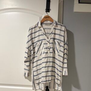 Zara Basic Navy and White Checkered Shirt
